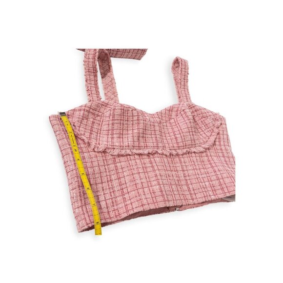 NWT Guess Tweed Set SZ S Pink Blazer and Crop Tank Top - Picture 5 of 15